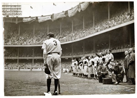 "The Babe Bows Out" Original Photo, Signed and Inscribed by Nat Fein to His Best Friend Terrance McCarten